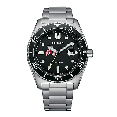 Men's Citizen Watch Silver UNLV Rebels Eco-Drive Sport Casual Stainless Black Dial Steel Watch