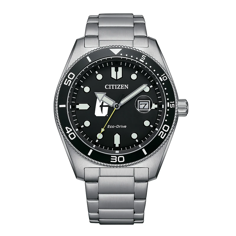 Men's Citizen Watch Silver Charlotte 49ers Eco-Drive Sport Casual Stainless Black Dial Steel Watch