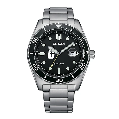 Men's Citizen Watch Silver Charlotte 49ers Eco-Drive Sport Casual Stainless Black Dial Steel Watch