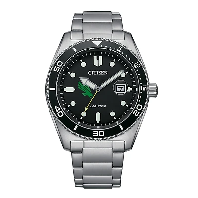 Men's Citizen Watch Silver North Texas Mean Green Eco-Drive Sport Casual Stainless Black Dial Steel Watch