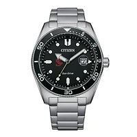 Men's Citizen Watch Silver Santa Clara Broncos Eco-Drive Sport Casual Stainless Black Dial Steel Watch