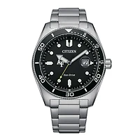 Men's Citizen Watch Silver Air Force Falcons Eco-Drive Sport Casual Stainless Black Dial Steel Watch