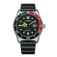 Men's Citizen Watch Black Iowa Hawkeyes Eco-Drive Sport Casual Black Dial Watch with Polyurethane Strap