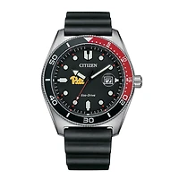 Men's Citizen Watch Black Pitt Panthers Eco-Drive Sport Casual Black Dial Watch with Polyurethane Strap