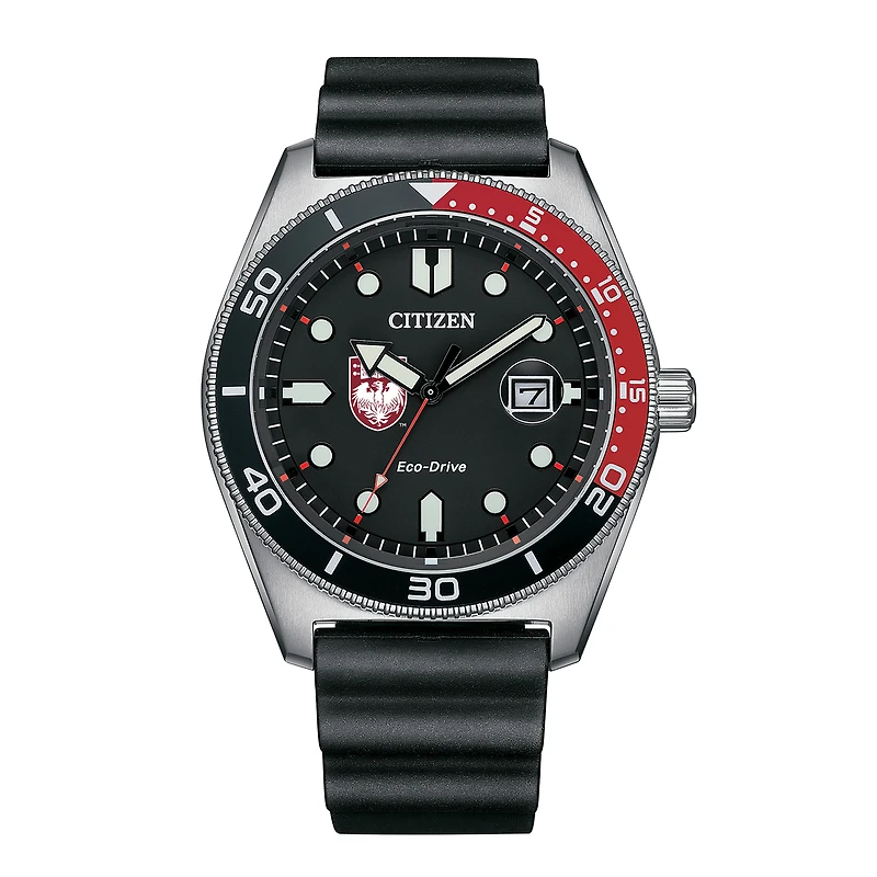 Men's Citizen Watch Black UChicago Maroons Eco-Drive Sport Casual Black Dial Watch with Polyurethane Strap