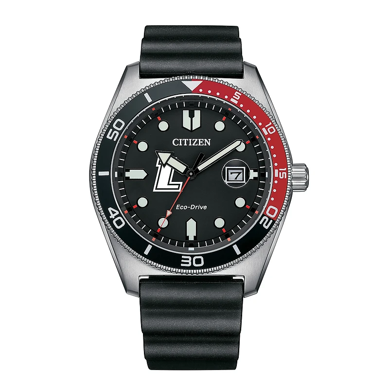 Men's Citizen Watch Black Loyola Greyhounds Eco-Drive Sport Casual Black Dial Watch with Polyurethane Strap