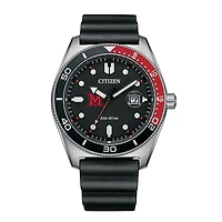 Men's Citizen Watch Black Miami University RedHawks Eco-Drive Sport Casual Black Dial Watch with Polyurethane Strap