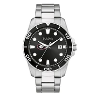 Men's Bulova Silver Georgia Bulldogs Sport Stainless-Steel Bracelet Watch