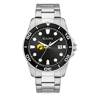Men's Bulova Silver Iowa Hawkeyes Sport Stainless-Steel Bracelet Watch