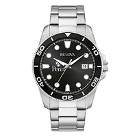 Men's Bulova Silver Pennsylvania Quakers Sport Stainless-Steel Bracelet Watch