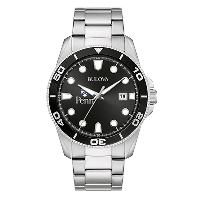 Men's Bulova Silver Pennsylvania Quakers Sport Stainless-Steel Bracelet Watch