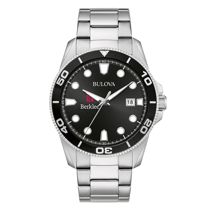 Men's Bulova Silver Berklee College of Music Sport Stainless-Steel Bracelet Watch