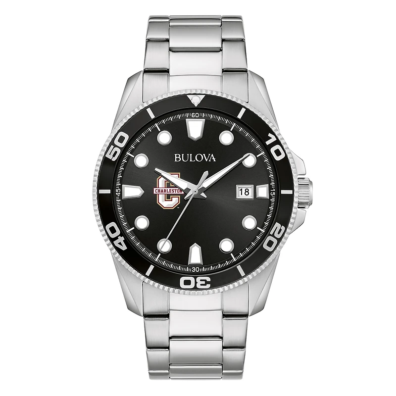 Men's Bulova Silver Charleston Cougars Sport Stainless-Steel Bracelet Watch