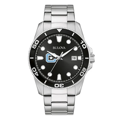 Men's Bulova Silver Citadel Bulldogs Sport Stainless-Steel Bracelet Watch