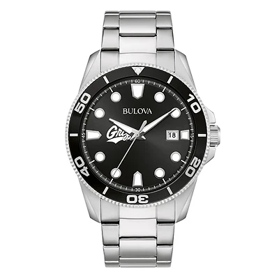 Men's Bulova Silver Montana Grizzlies Sport Stainless-Steel Bracelet Watch