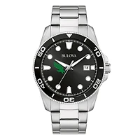 Men's Bulova Silver North Texas Mean Green Sport Stainless-Steel Bracelet Watch