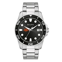 Men's Bulova Silver Oklahoma State Cowboys Sport Stainless-Steel Bracelet Watch