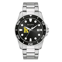 Men's Bulova Silver Rochester Yellow Jackets Sport Stainless-Steel Bracelet Watch