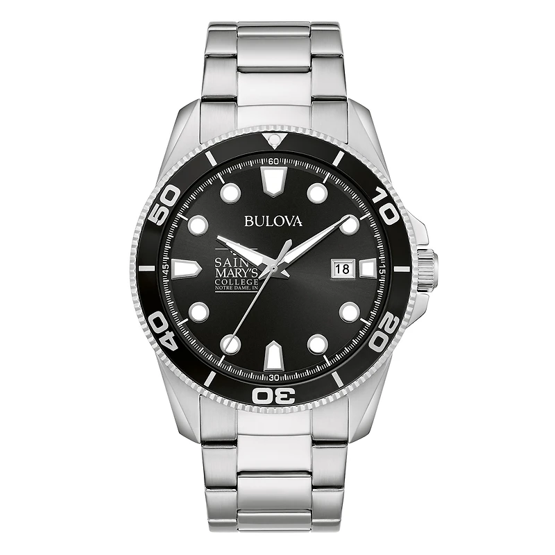Men's Bulova Silver Saint Mary's Belles Sport Stainless-Steel Bracelet Watch