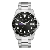 Men's Bulova Silver TCU Horned Frogs Sport Stainless-Steel Bracelet Watch