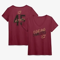 Women's Donovan Mitchell Wine Cleveland Cavaliers Hustle Name & Number V-Neck T-Shirt