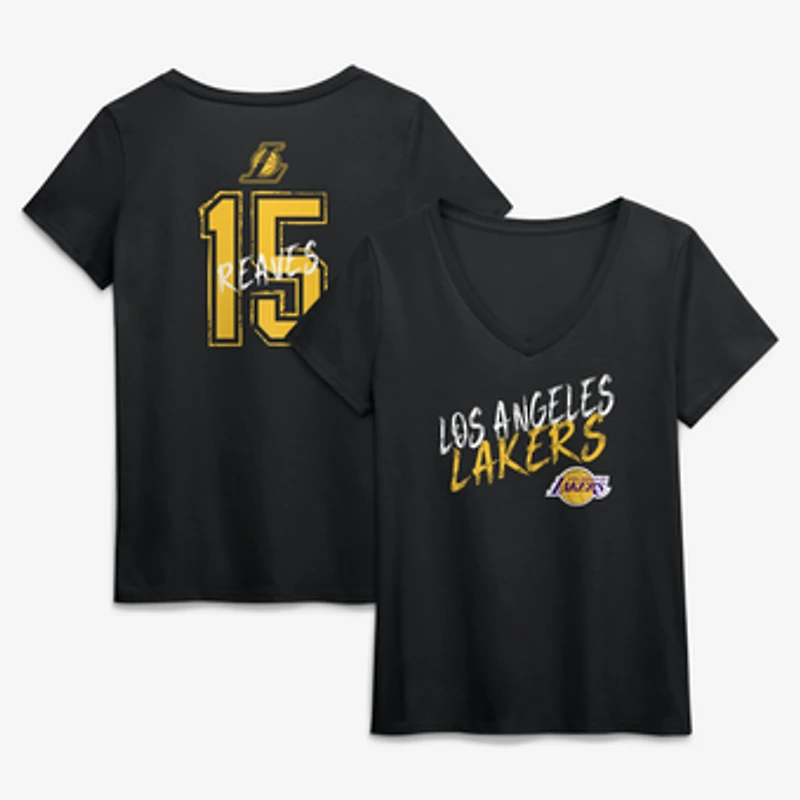 Women's Austin Reaves Black Los Angeles Lakers Hustle Name & Number V-Neck T-Shirt
