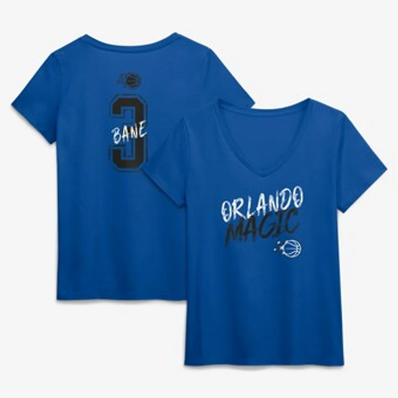 Women's Desmond Bane Blue Orlando Magic Hustle Name & Number V-Neck T-Shirt
