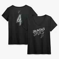 Women's De'Aaron Fox Black San Antonio Spurs Hustle Name & Number V-Neck T-Shirt
