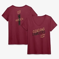 Women's James Harden Wine Cleveland Cavaliers Hustle Name & Number V-Neck T-Shirt