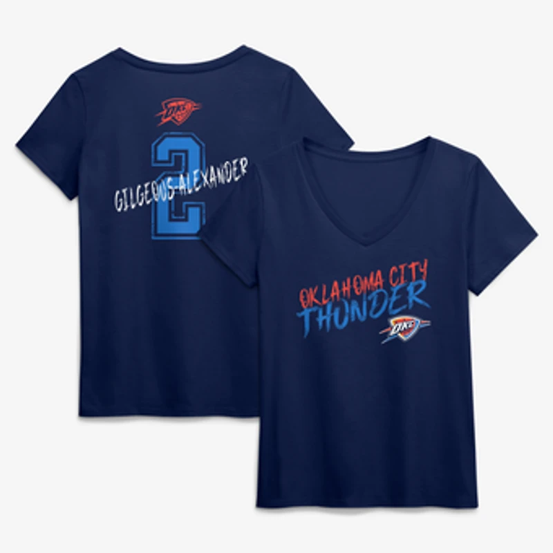 Women's Shai Gilgeous-Alexander Navy Oklahoma City Thunder Hustle Name & Number V-Neck T-Shirt