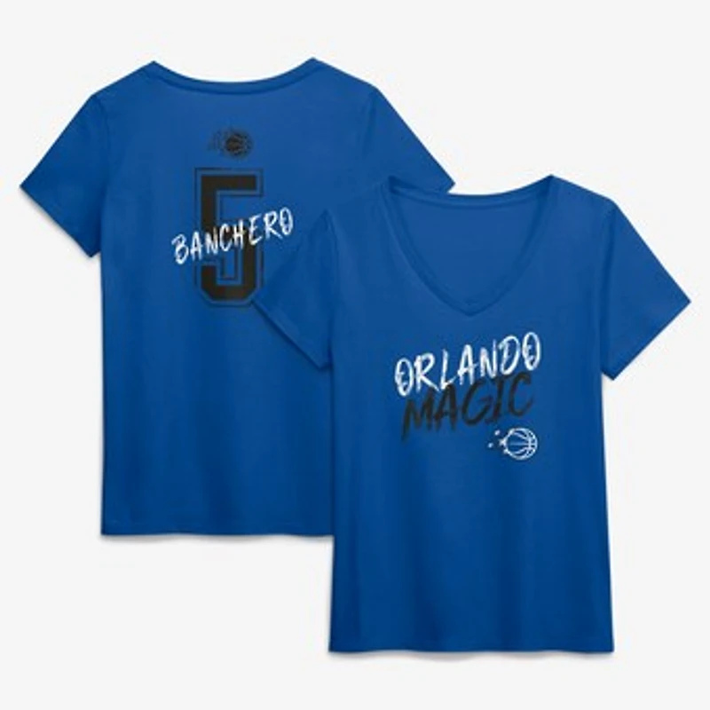 Women's Paolo Banchero Blue Orlando Magic Hustle Name & Number V-Neck T-Shirt