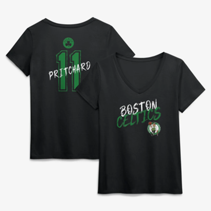 Women's Payton Pritchard Black Boston Celtics Hustle Name & Number V-Neck T-Shirt