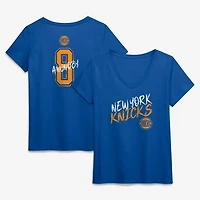 Women's OG Anunoby Blue New York Knicks Hustle Name & Number V-Neck T-Shirt