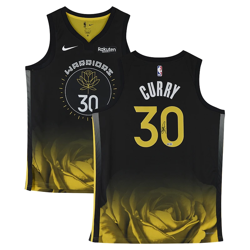 Stephen Curry Golden State Warriors Autographed Black Nike 2022-23 City Edition Swingman Jersey