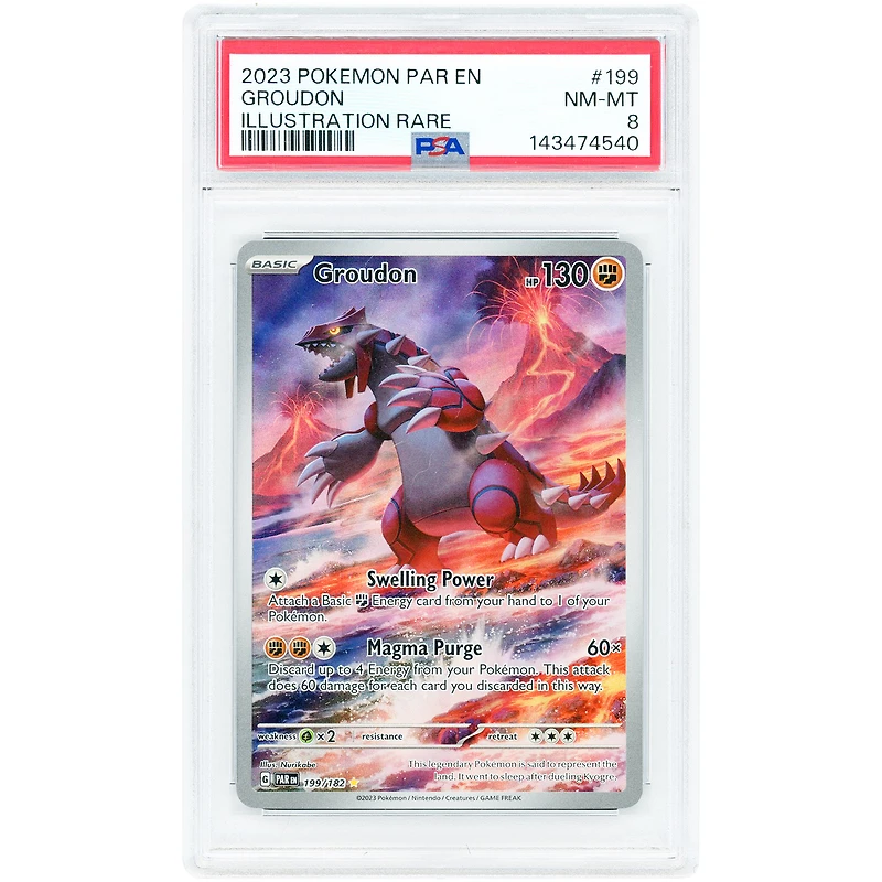 Groudon 2023 Pokemon Paradox Rift Illustration Rare #199 PSA Authenticated 8 Card