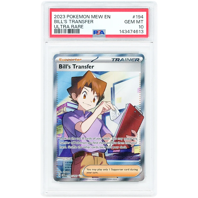 Bill's Transfer 2023 Pokemon 151 Ultra Rare #194 PSA Authenticated 10 Card