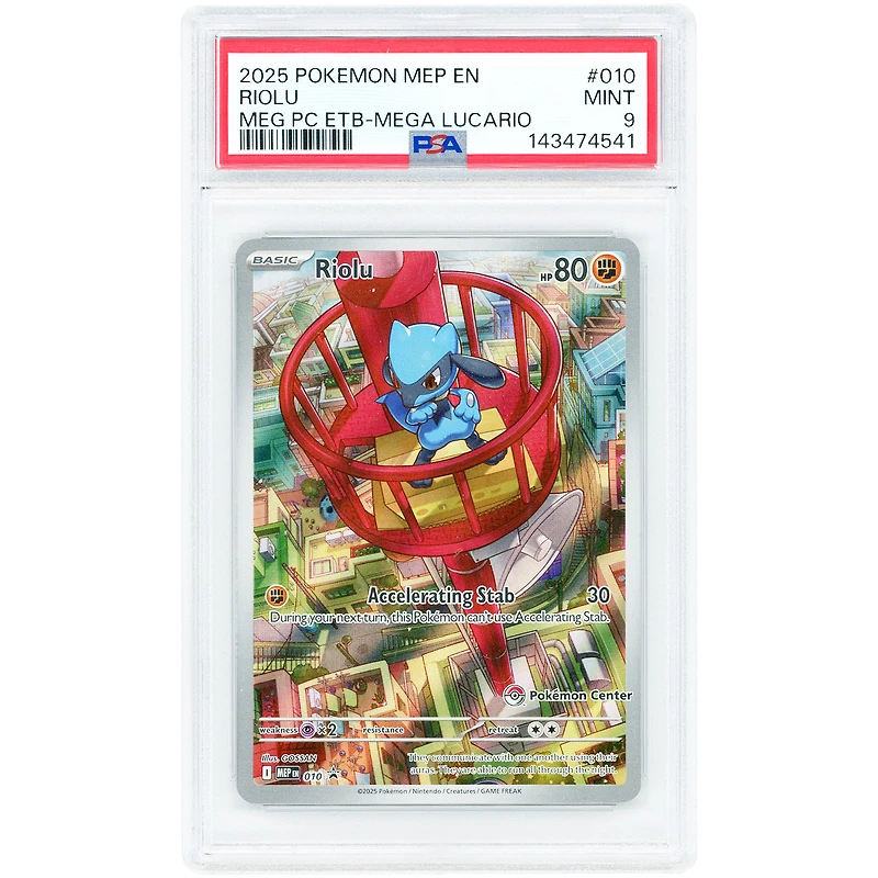 Riolu 2025 Pokemon Mega Evolution Black Star Promo Pokemon Center Exclusive #10 PSA Authenticated 9 Card