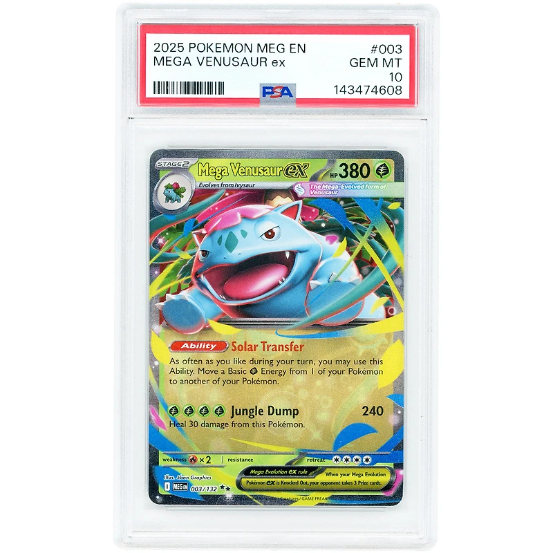 Mega Venusaur EX 2025 Pokemon Mega Evolution Double Rare #3 PSA Authenticated 10 Card