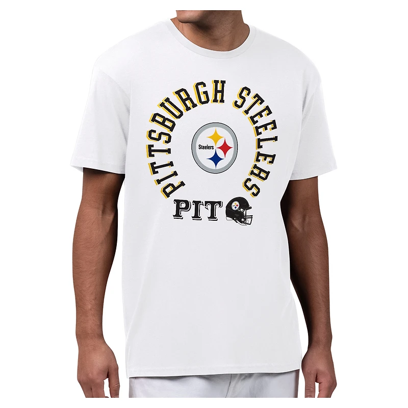 Men's Starter White Pittsburgh Steelers All-Around Fan Graphic T-Shirt