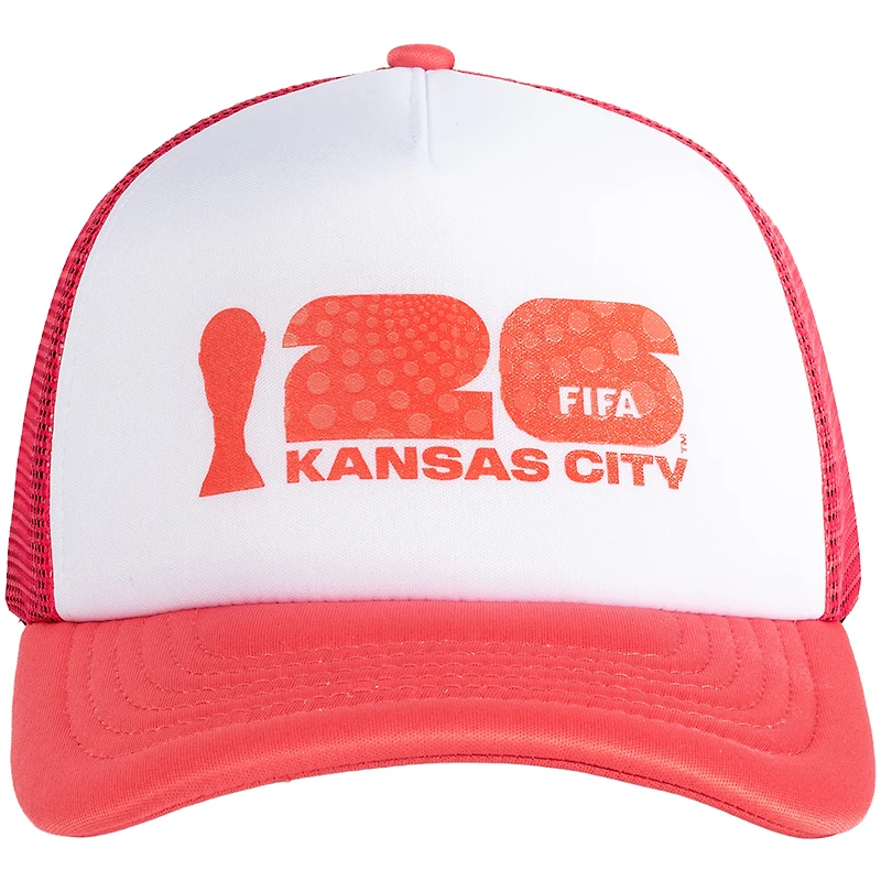 Unisex White/Red FIFA World Cup 2026 Kansas City Flagship Foam Adjustable Trucker Hat