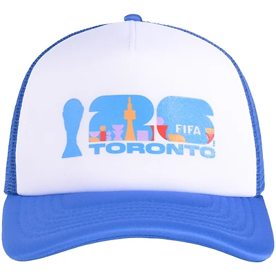 Unisex White/Blue FIFA World Cup 2026 Toronto Flagship Foam Adjustable Trucker Hat