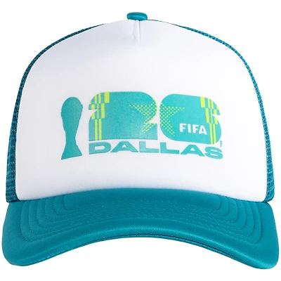 Unisex White/Teal FIFA World Cup 2026 Dallas Flagship Foam Adjustable Trucker Hat