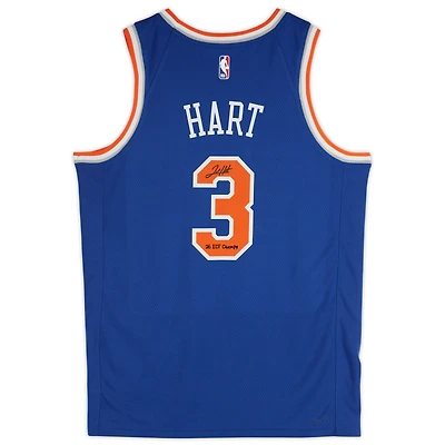 Josh Hart New York Knicks Autographed Blue Nike Icon Edition Swingman Jersey with "26 ECF Champs" Inscription