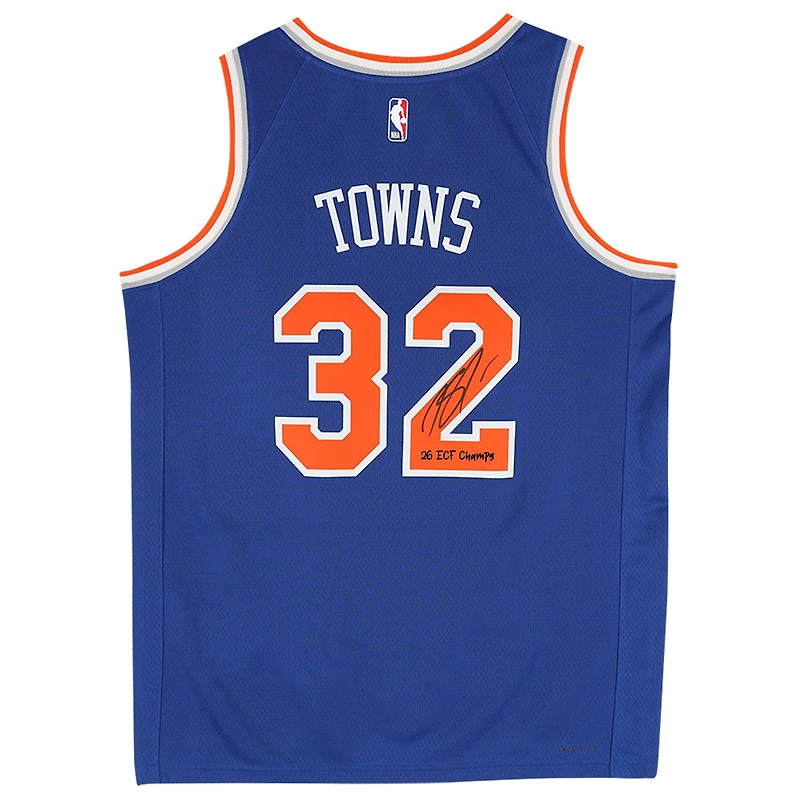 Karl-Anthony Towns New York Knicks Autographed Blue Nike Icon Edition Swingman Jersey with "26 ECF Champs" Inscription