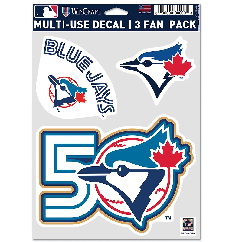WinCraft Toronto Blue Jays 50th Anniversary Three-Piece Fan Decal Set