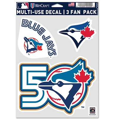 WinCraft Toronto Blue Jays 50th Anniversary Three-Piece Fan Decal Set