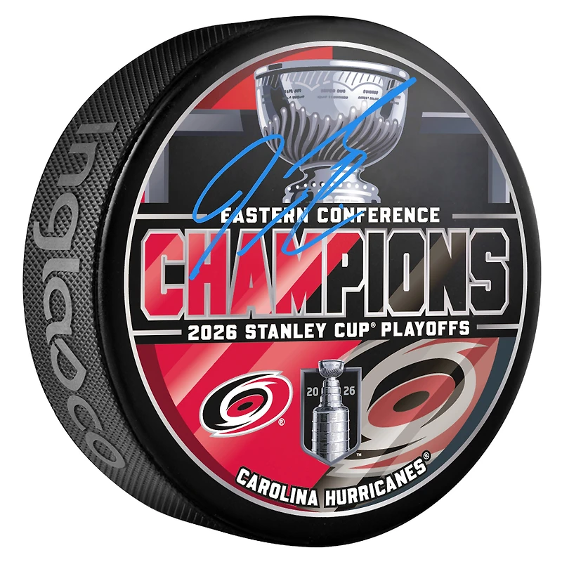 Jaccob Slavin Carolina Hurricanes Autographed 2026 Eastern Conference Champions Hockey Puck