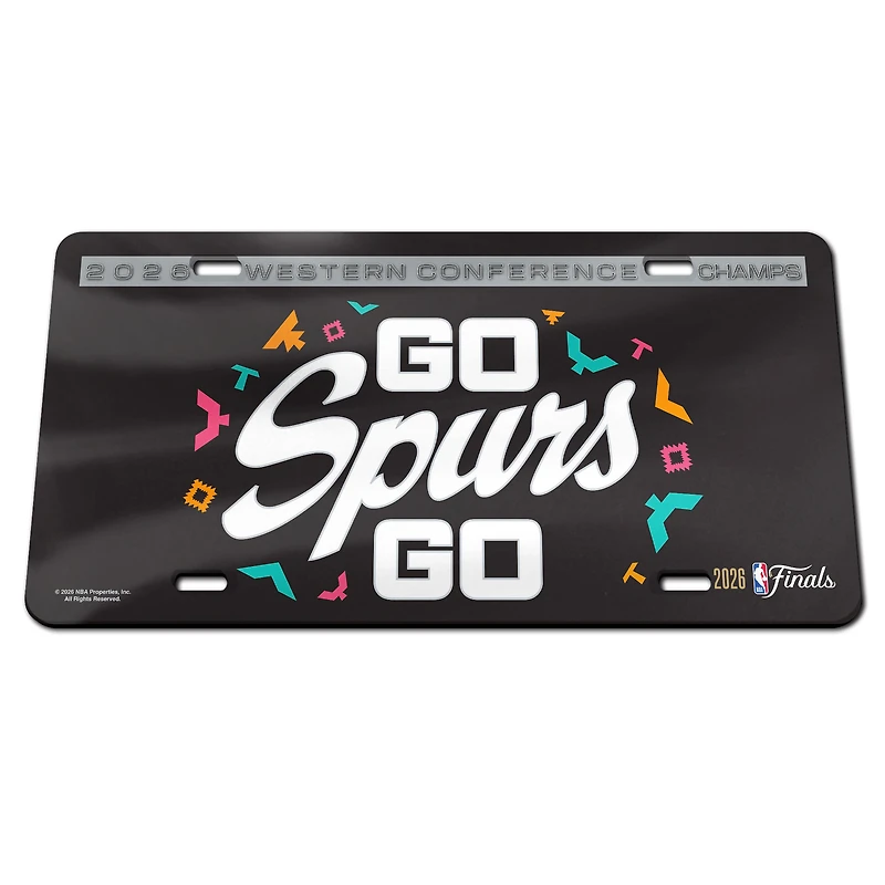 WinCraft San Antonio Spurs 2026 NBA Western Conference Champions Laser Cut Acrylic License Plate