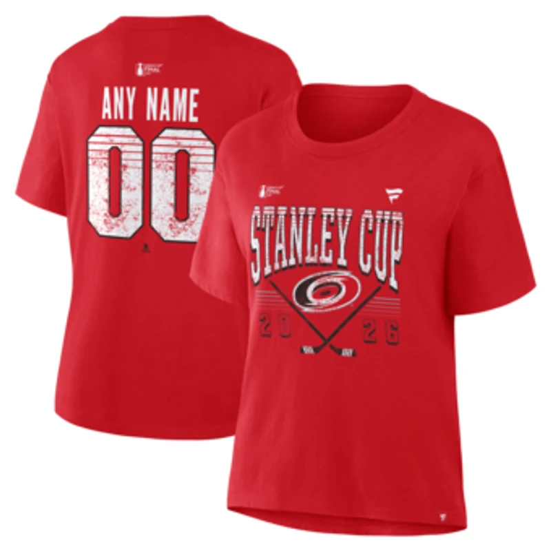 Women's Red Carolina Hurricanes 2026 Stanley Cup Final Custom Name & Number T-Shirt