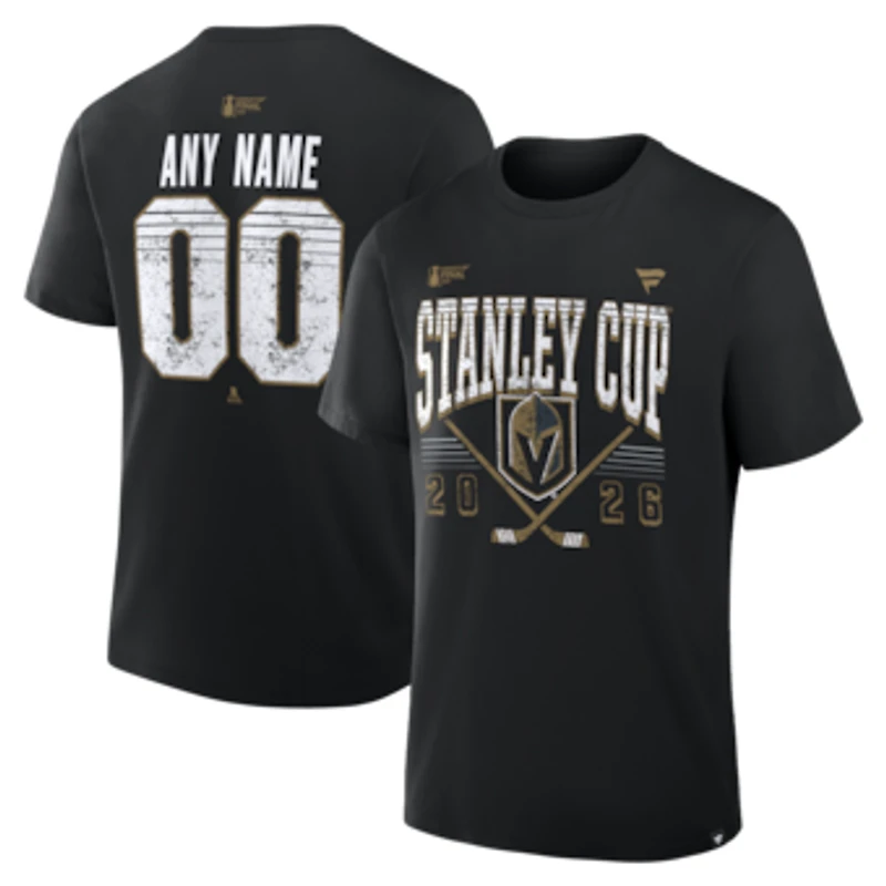 Men's Black Vegas Golden Knights 2026 Stanley Cup Final Custom Name & Number T-Shirt